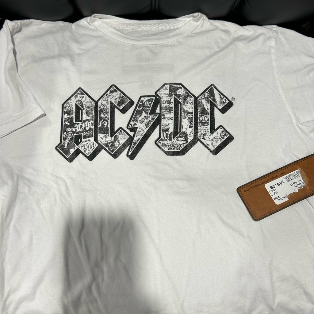 Original Retro Brand White Short Sleeve T With Ac/Dc Logo Xs